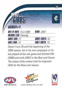 2009 Select AFL Champions #32 Bryce Gibbs Back